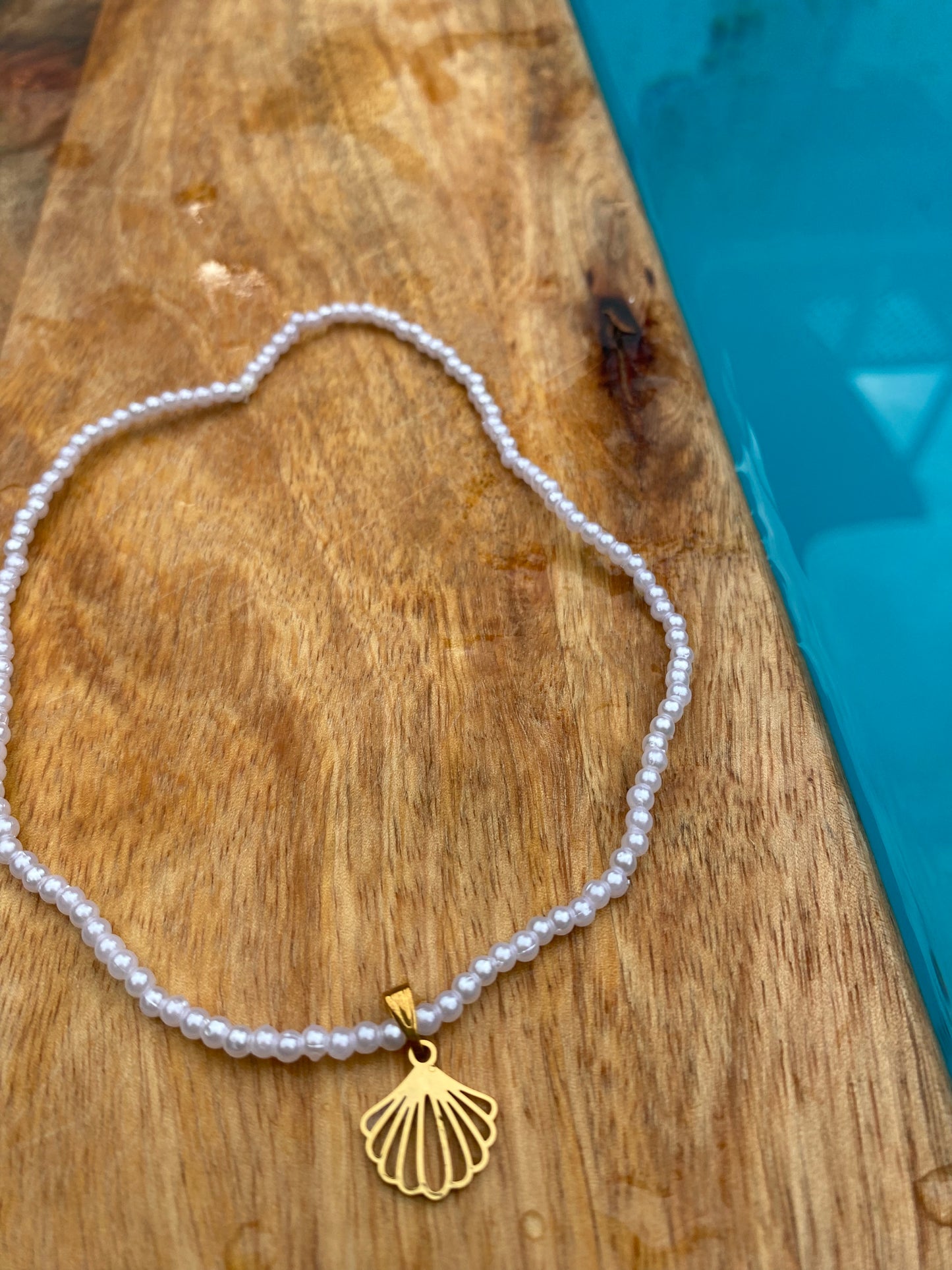 Pearl + Gold ShellClam Necklace
