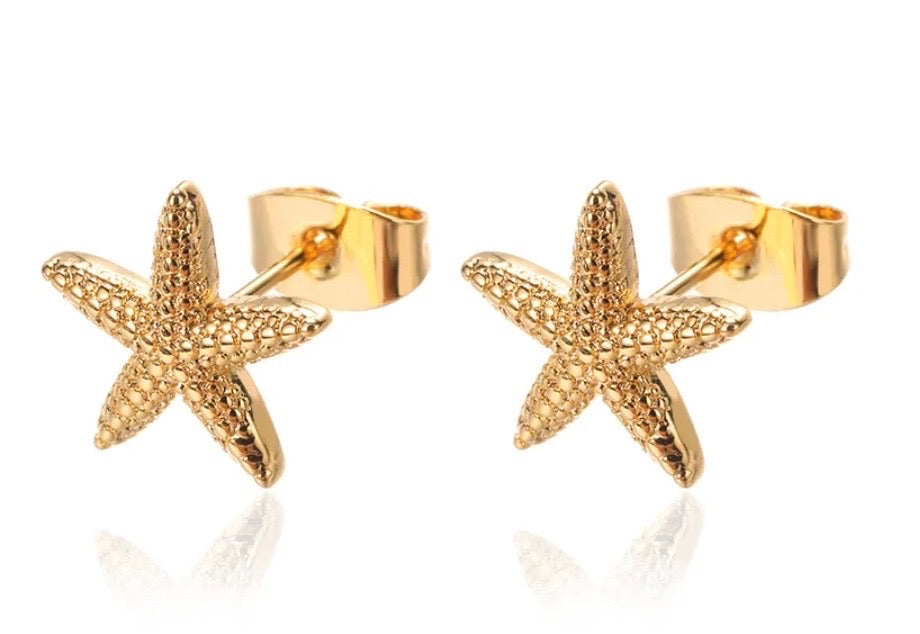 Gold Starfish Studs
