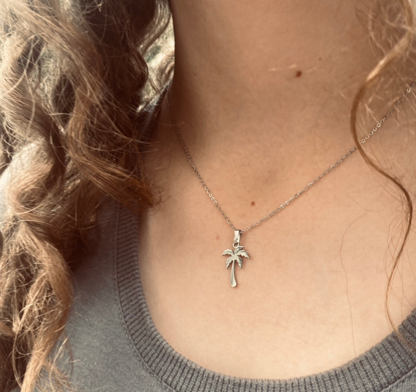 Silver + Chain Palm Tree Necklace