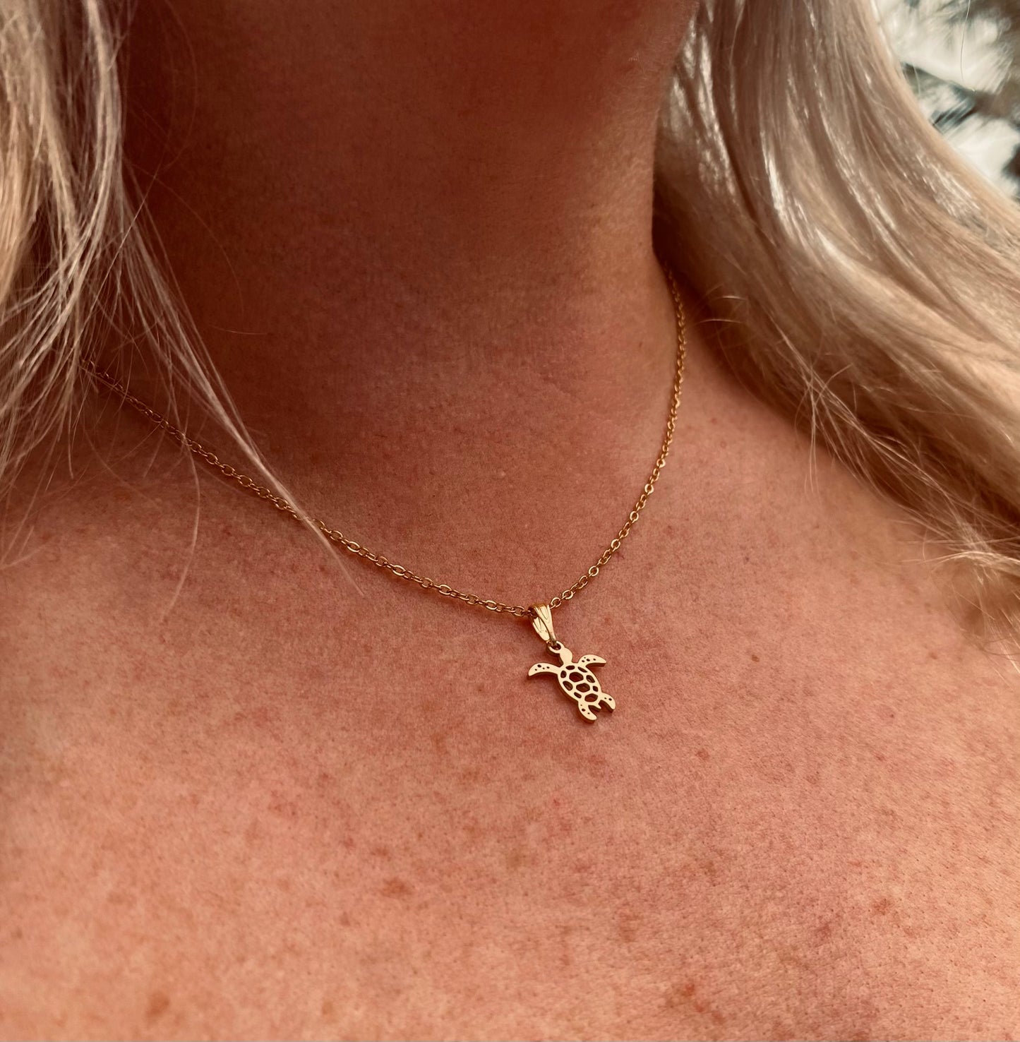Gold + Chain Turtle Necklace