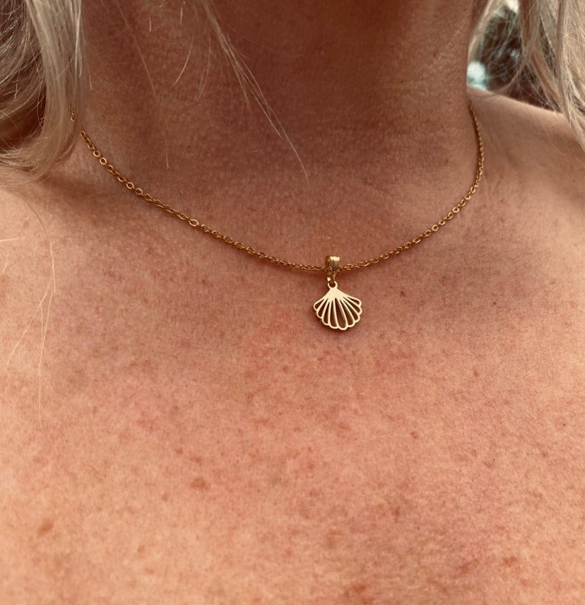 Gold + Chain ShellClam Necklace