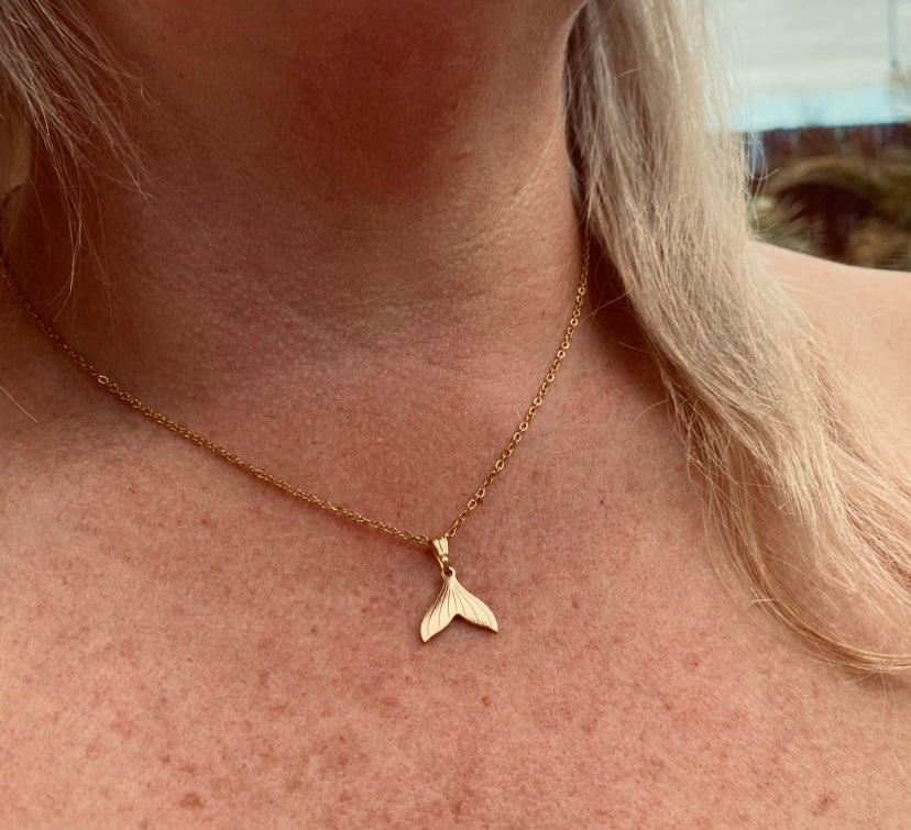 Gold + Chain Whale Tail Necklace