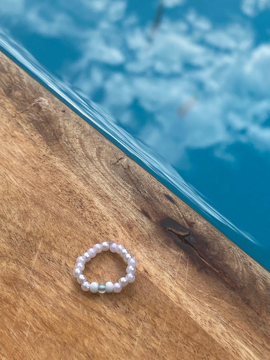 Pearl + Blue Dot Ring