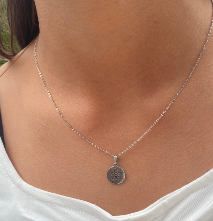 silver sand dollar necklace