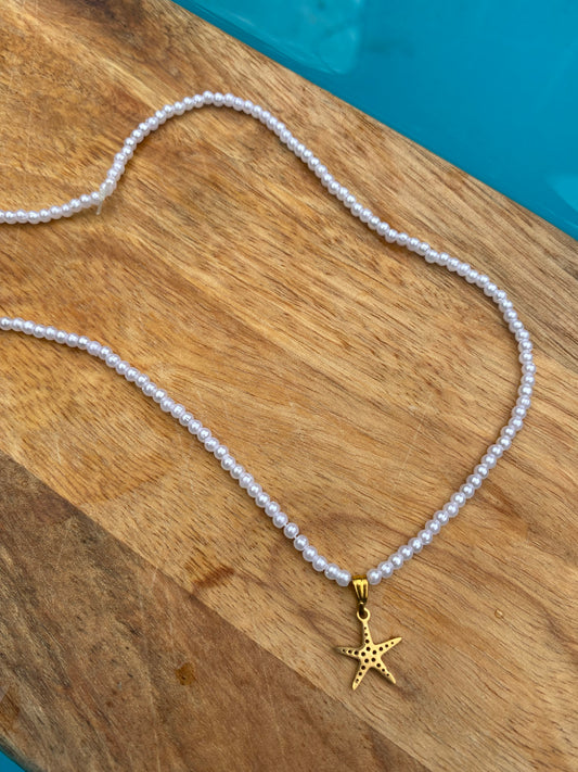 Pearl + Gold SeaStar Necklace
